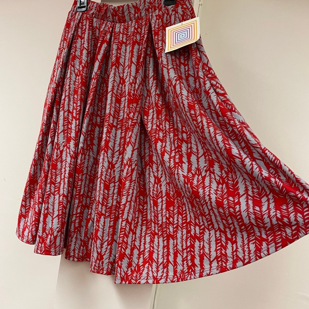 NWT LuLaRoe pleated skirt short gray and red small